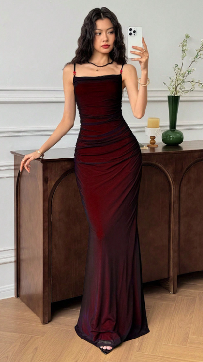 Simple Prom Dresses Black Chiffon Red Vintage Evening Party Dress,LTP4254