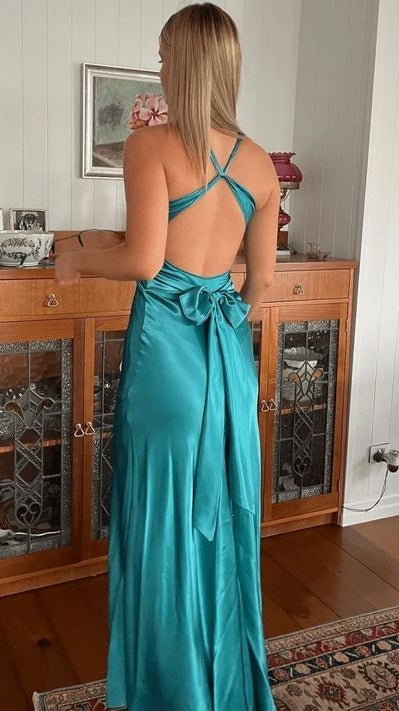 Simple Prom Dresses Cross Back Evening Party Dress Sleeveless Formal Gown,LTP4180