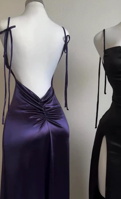 Simple Prom Dresses Sheath Satin Long Sexy Party Dress,LTP4341