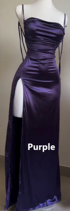 Simple Prom Dresses Sheath Satin Long Sexy Party Dress,LTP4341