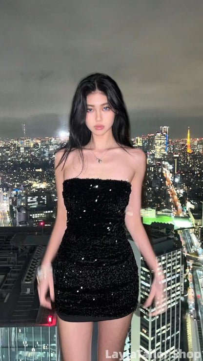 Simple Black Sequin Bodycon Homecoming Dress LTP82595