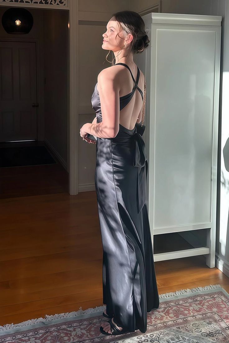 Simple Prom Dresses Cross Back Evening Party Dress Sleeveless Formal Gown,LTP4180