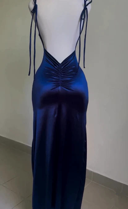 Simple Prom Dresses Sheath Satin Long Sexy Party Dress,LTP4341