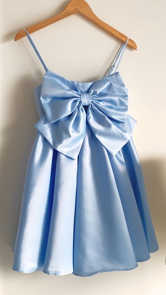 Sky Blue A-line Homecoming Dresses Bowknot Mini Party Dress,LTP3870