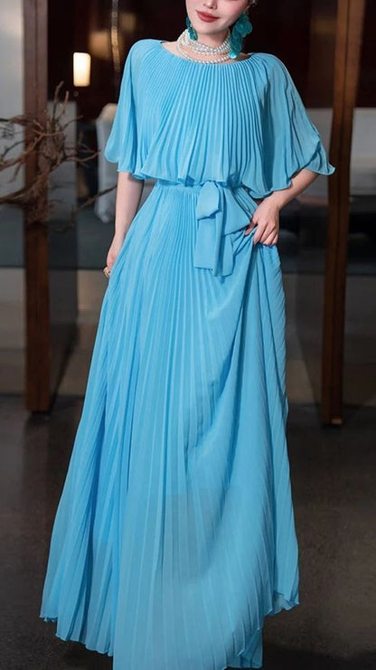 Sky Blue Chiffon Prom Dresses A-line Pleated Senior Party Dress,LTP4366