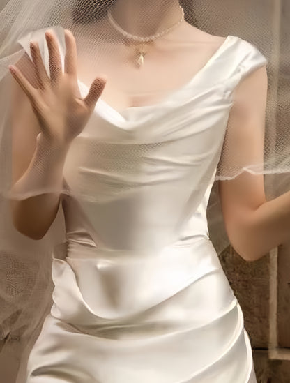 Slim White Off The Shoulder Wedding Dresses Short Bridal Gown,LTP3960