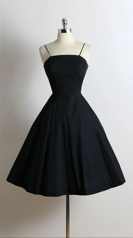 Spaghetti Straps Black A-line Homecoming Dresses School Party Dress,LTP3854