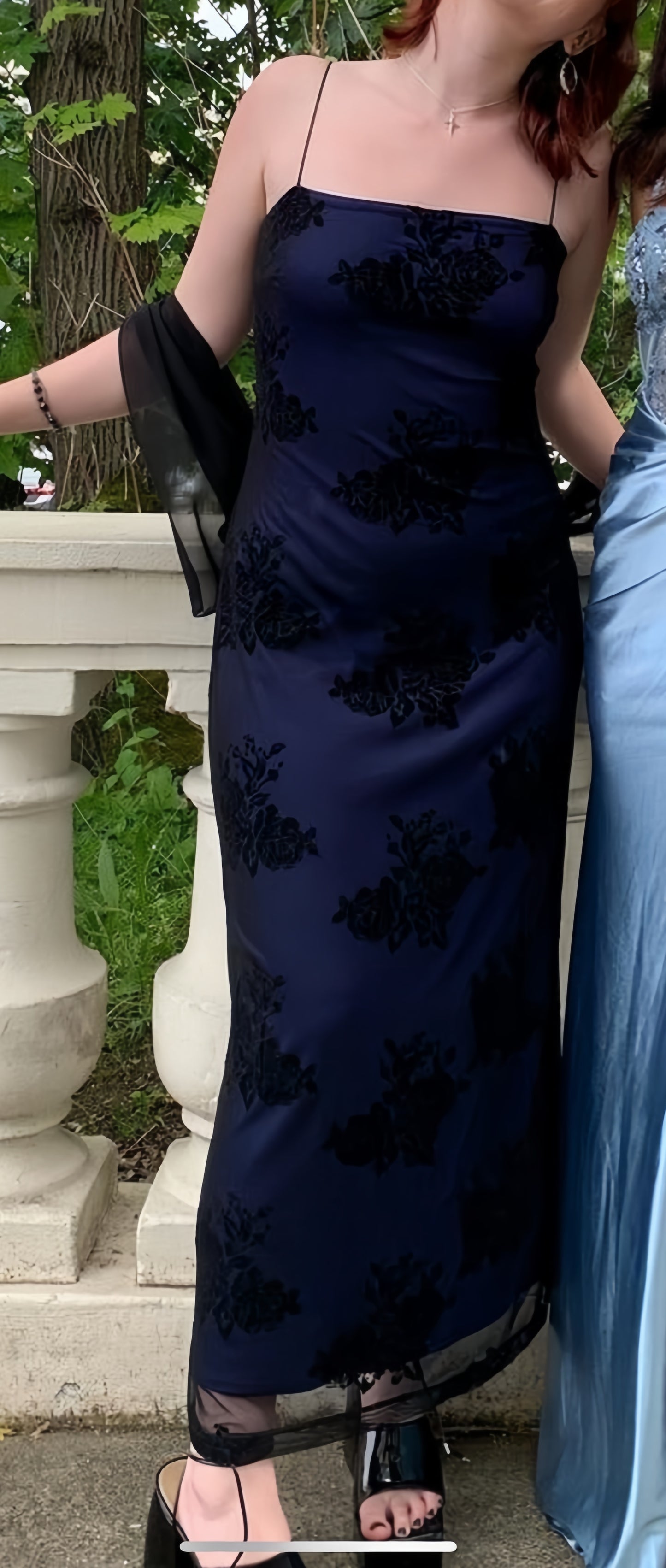 Spaghetti Straps Black Blue Lace Party Dresses Vintage Prom Dress,LTP4420