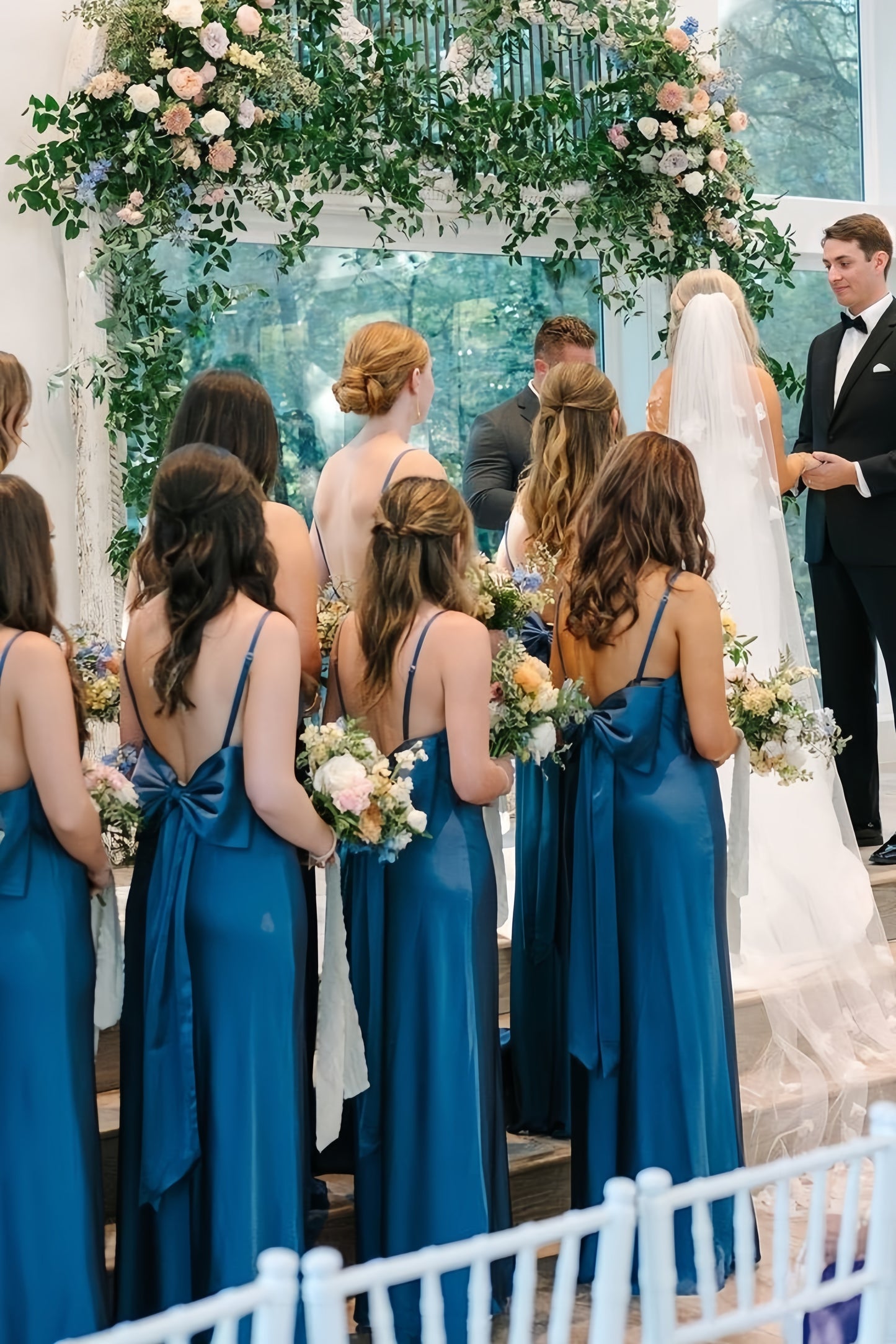 Spaghetti Straps Blue Wedding Party Dress, Backless Sleeveless Bridesmaid Dress,LTP3677