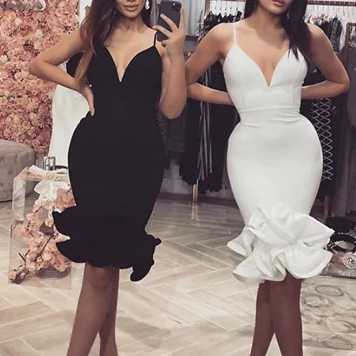 Spaghetti Straps Bodycon Homecoming Dresses V-Neck Party Gown, LTP2988