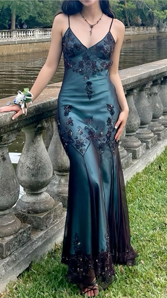 Spaghetti Straps Bodycon Long Prom Dresses Lace Evening Party Dress,LTP4073