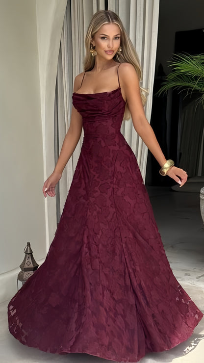 Spaghetti Straps Burgundy Lace Prom Dresses Sheath Formal Party Dress,LTP4137