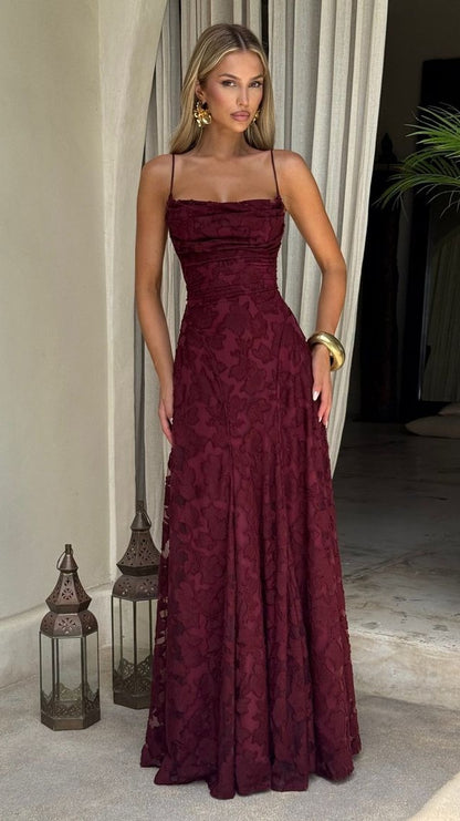 Spaghetti Straps Burgundy Lace Prom Dresses Sheath Formal Party Dress,LTP4137