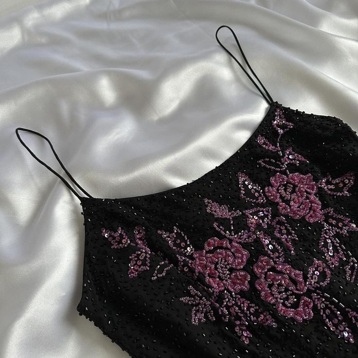 Spaghetti Straps Floral Black Prom Dresses Sequined Evening Party Dress,LTP4102