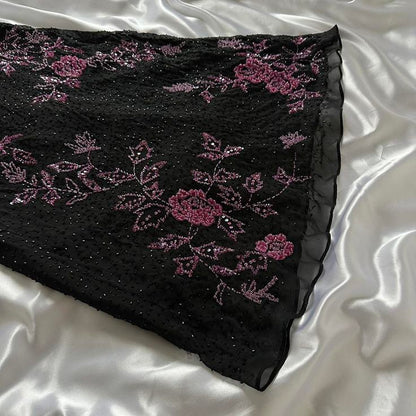 Spaghetti Straps Floral Black Prom Dresses Sequined Evening Party Dress,LTP4102