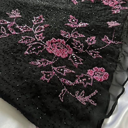 Spaghetti Straps Floral Black Prom Dresses Sequined Evening Party Dress,LTP4102