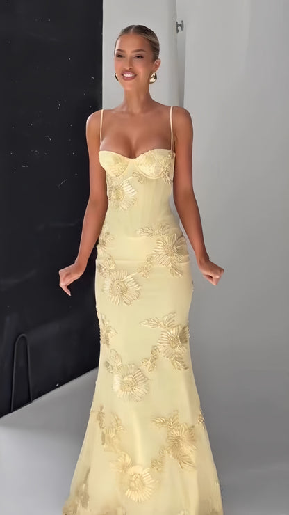 Spaghetti Straps Floral Long Prom Dresses Sheath Sexy Party Dress, LTP3939