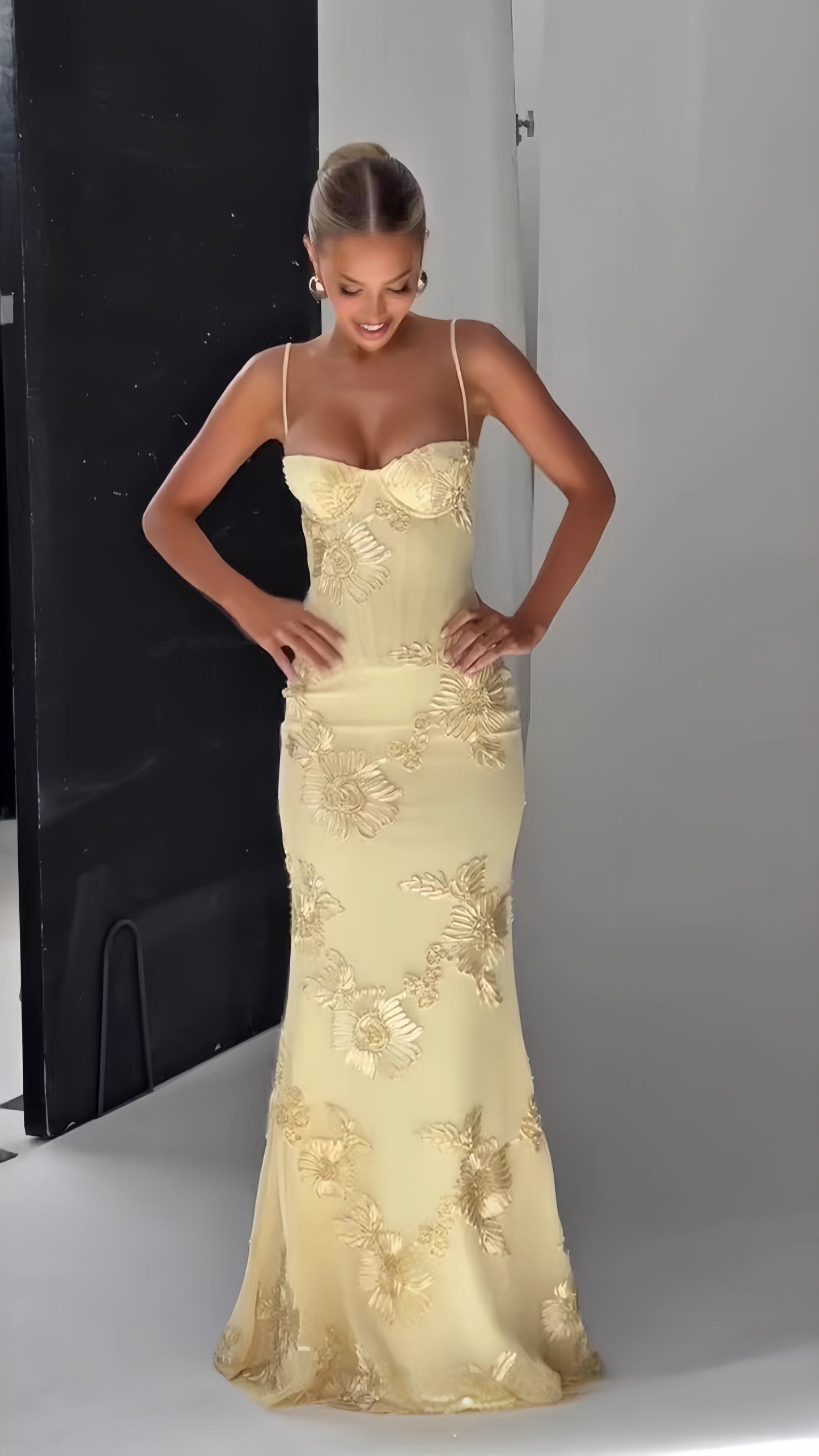 Spaghetti Straps Floral Long Prom Dresses Sheath Sexy Party Dress, LTP3939