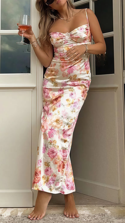 Spaghetti Straps Floral Sheath Party Dress, Floor Length Prom Dress,LTP3563