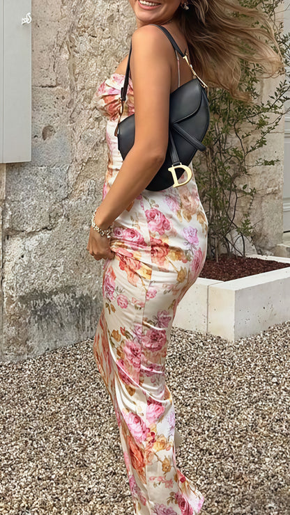 Spaghetti Straps Floral Sheath Party Dress, Floor Length Prom Dress,LTP3563