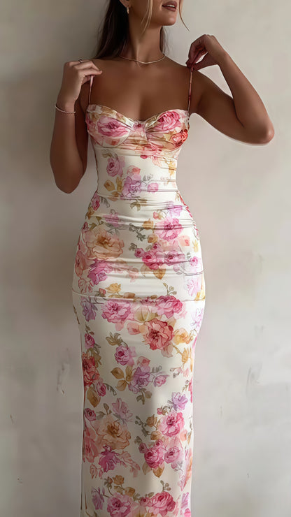 Spaghetti Straps Floral Sheath Party Dress, Floor Length Prom Dress,LTP3563