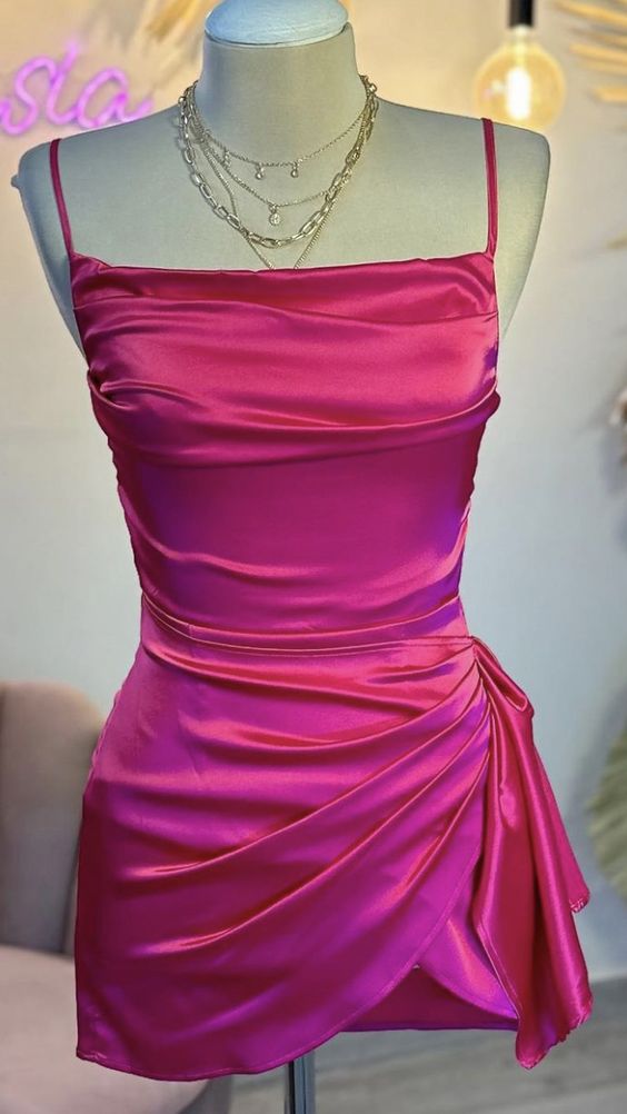 Spaghetti Straps Fuchsia Mini Homecoming Dresses, LTP3222