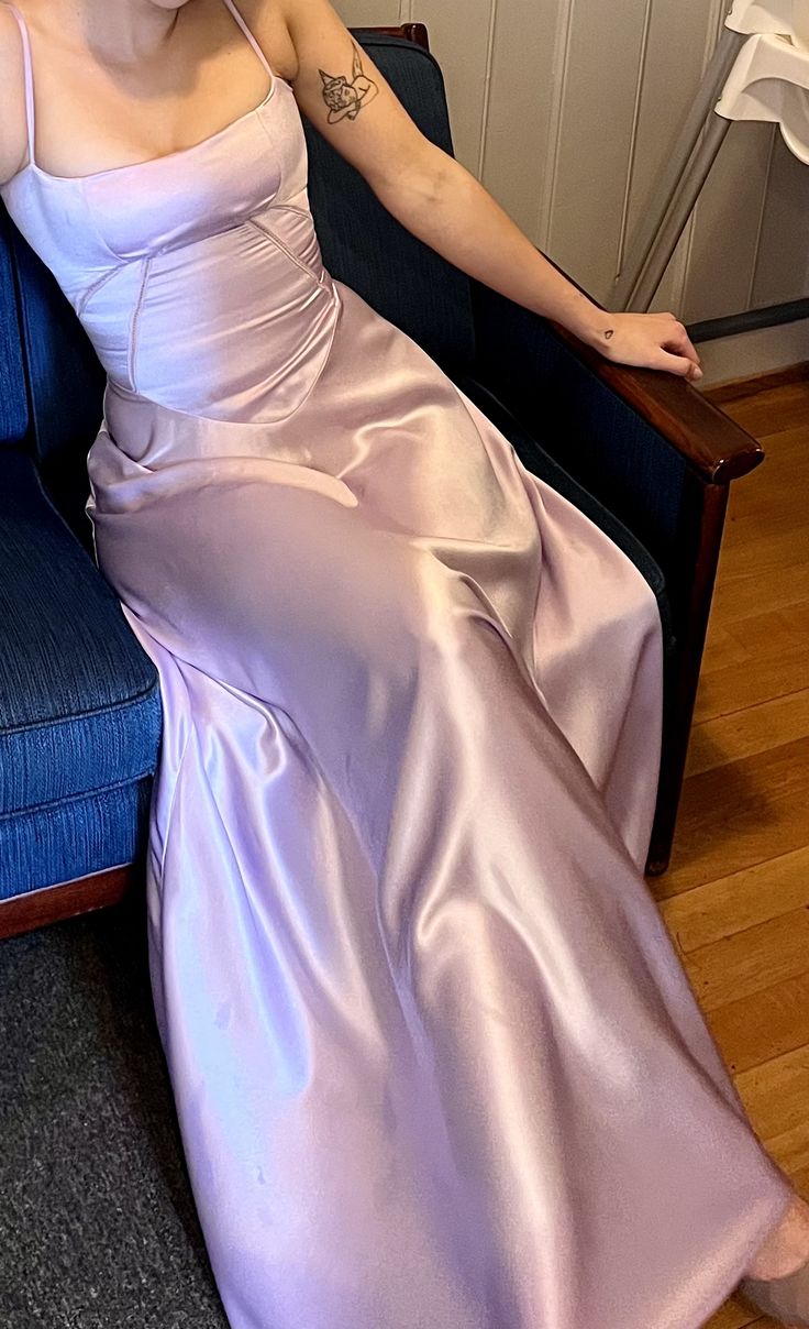 Spaghetti Straps Lilac Satin Mermaid Prom Dresses,LTP4469