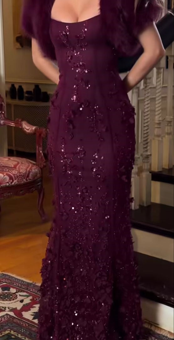 Spaghetti Straps Maroon Lace Prom Dresses Mermaid Lace Bodycon Corset Evening Party Dress,LTP4449