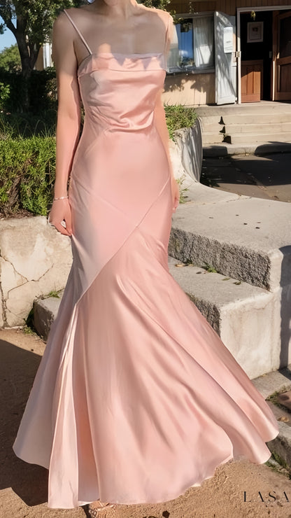 Spaghetti Straps Pink Long Prom Dress, Sheath Evening Gown, LTP3491