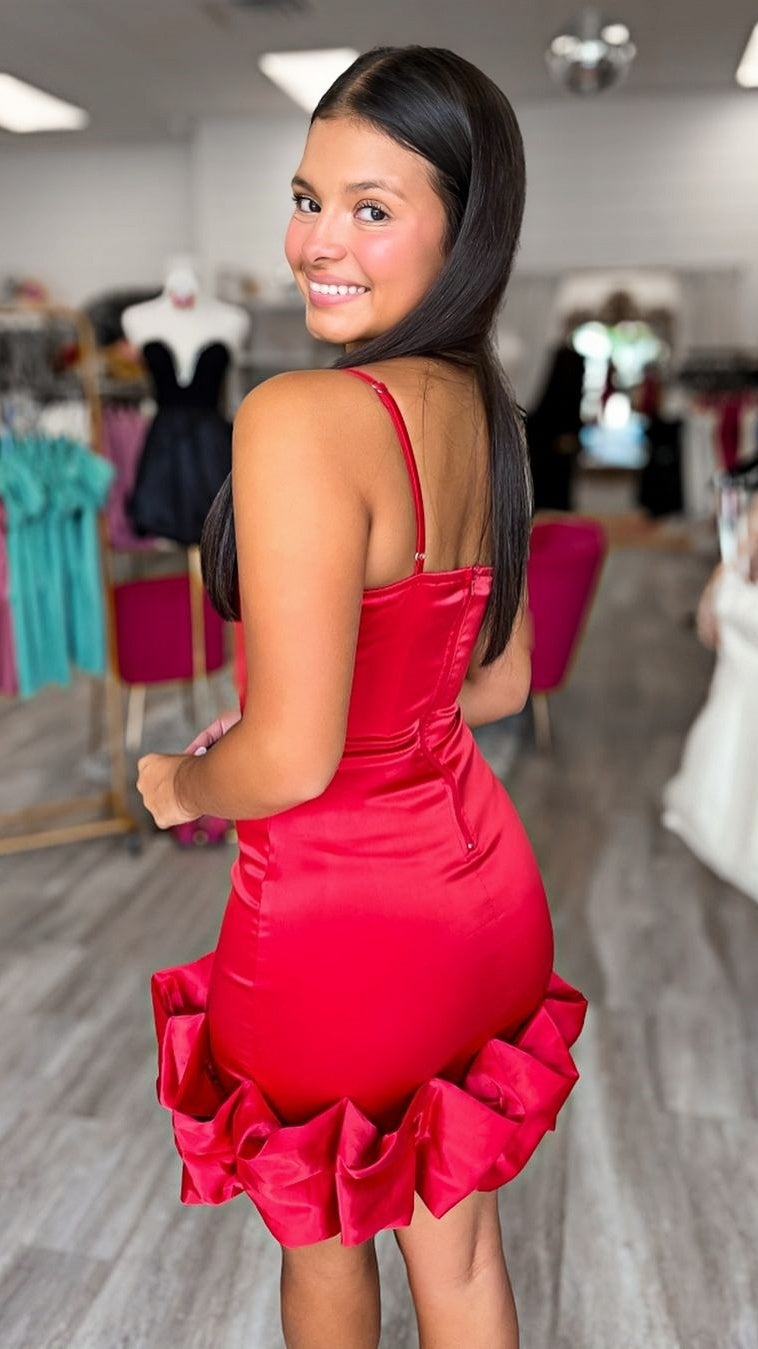 Spaghetti Straps Red Homecoming Dresses Tight Cocktail Dress,LTP3362