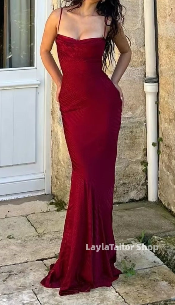 Spaghetti Straps Red Prom Dresses Mermaid Party Dress,LTP4578