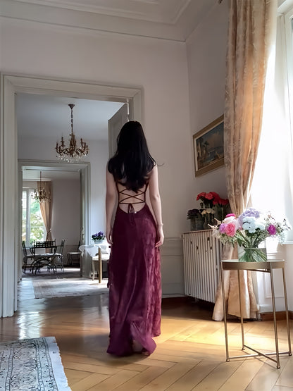 Spaghetti Straps Burgundy Lace Prom Dresses Sheath Formal Party Dress,LTP4137