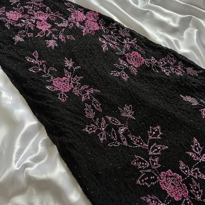 Spaghetti Straps Floral Black Prom Dresses Sequined Evening Party Dress,LTP4102