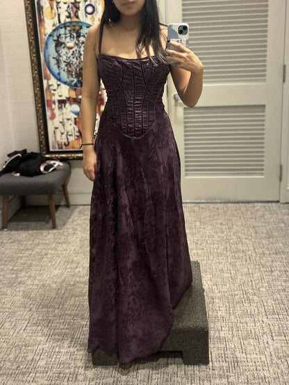 Spaghetti Straps Navy Blue Prom Dresses Floral Evening Party Dress,LTP4280