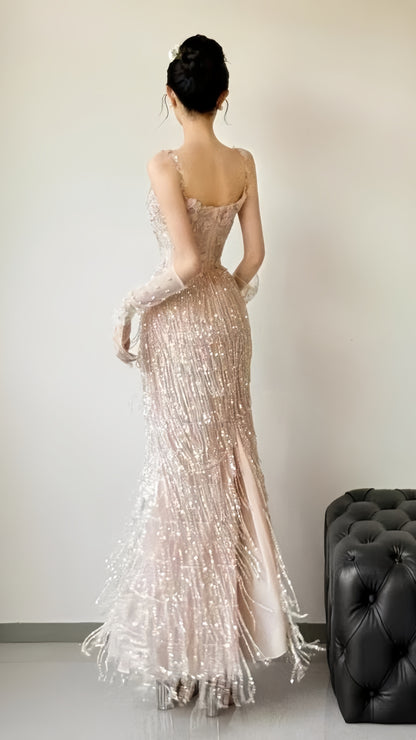 Sparkle Appliques Sheath Prom Dresses Tassel Night Dance Dress,LTP3927