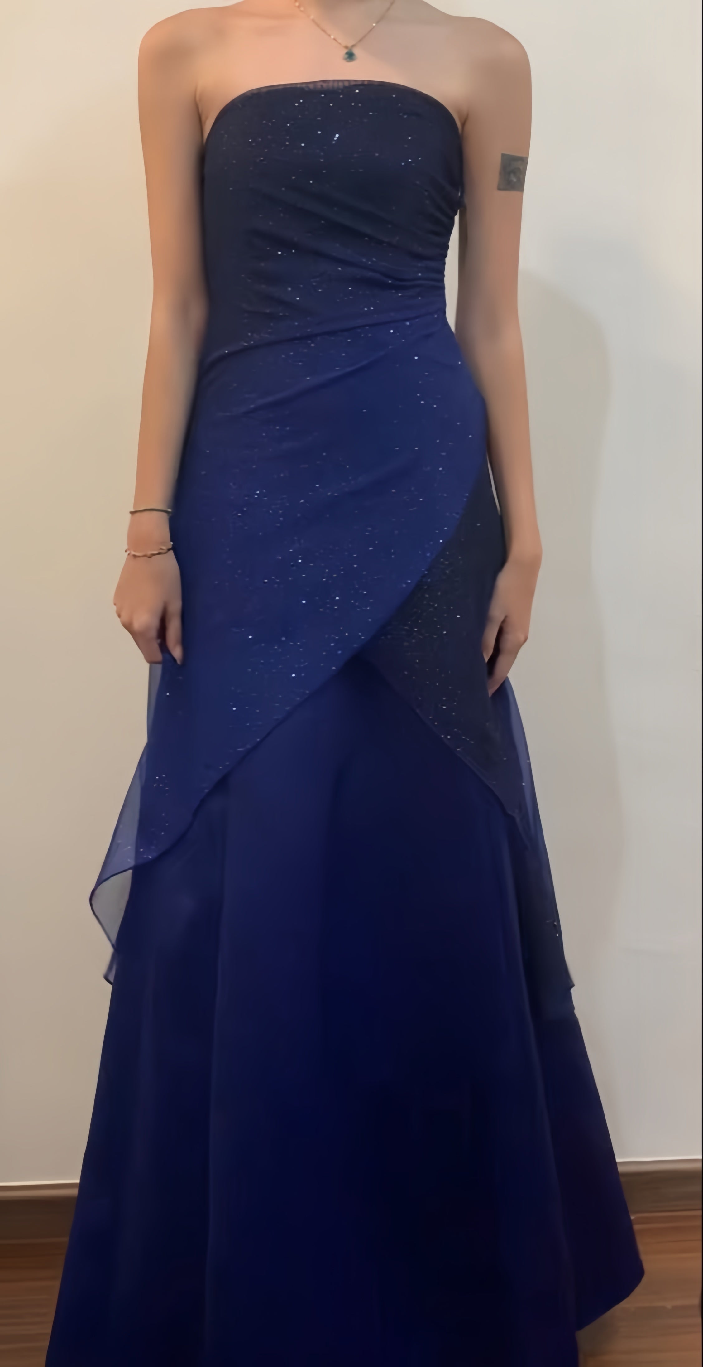 Sparkle Black Blue Prom Dresses Gradient Color Evening Dresses Straple