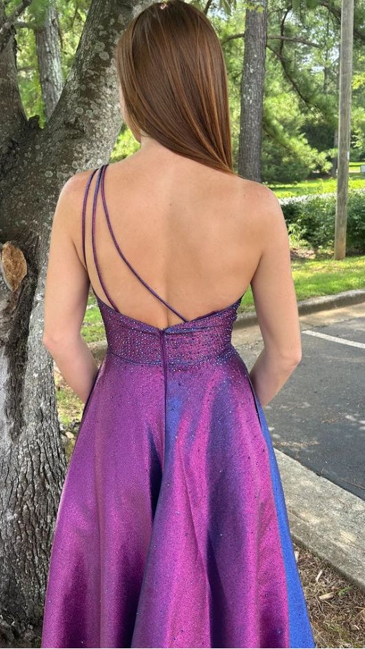 Sparkle One Shoulder Beaded A-line Evening Prom Dresses,LTP4174