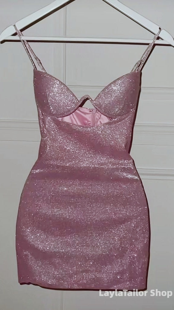 Sparkle Lilac Bodycon Sweetheart Homecoming Dress Short Cocktail Dresses