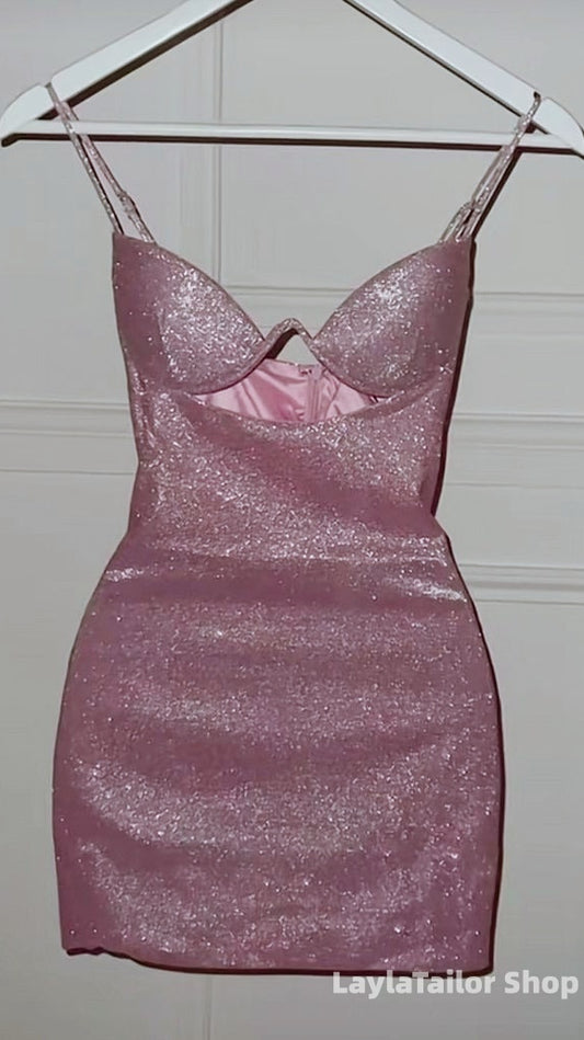 Sparkle Lilac Bodycon Sweetheart Homecoming Dress Short Cocktail Dresses