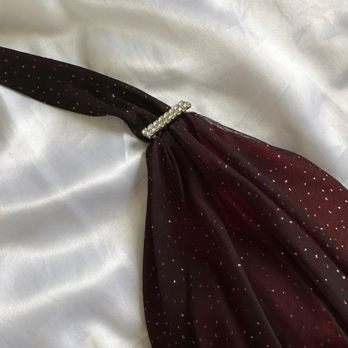 Special Gradient Color Burgundy Prom Dress, Tie Halter Date/Birthday Party Dress