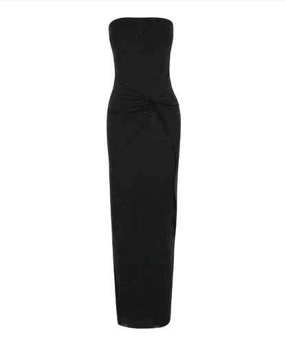 Strapless Black Tight Prom Dress Ankle Length Party Dresses,LTP4178