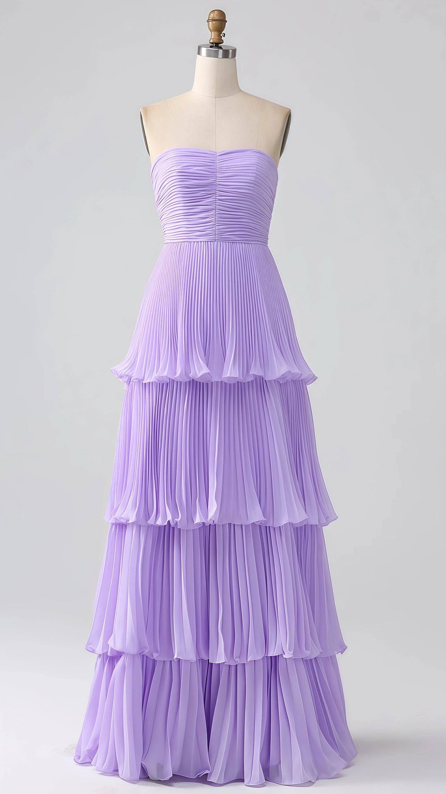 Strapless Chiffon Ruffle Prom Dress, Sleeveless Long Evening Party Gown, LTP3513