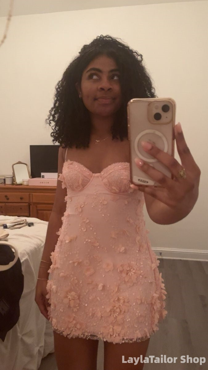 Strapless Floral Homecoming Dresses Sweetheart Mini Party Dress
