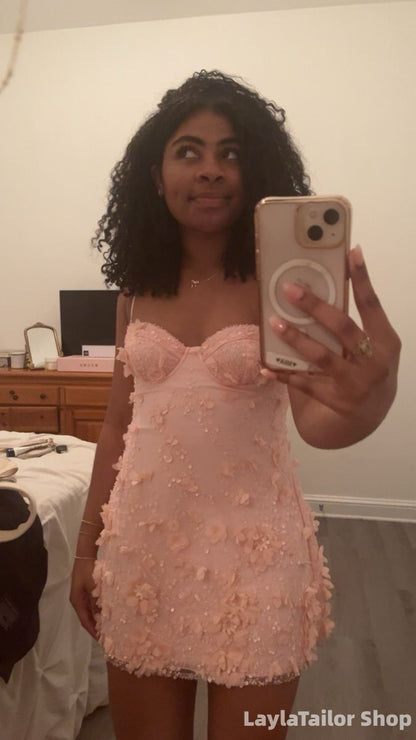 Strapless Floral Homecoming Dresses Sweetheart Mini Party Dress
