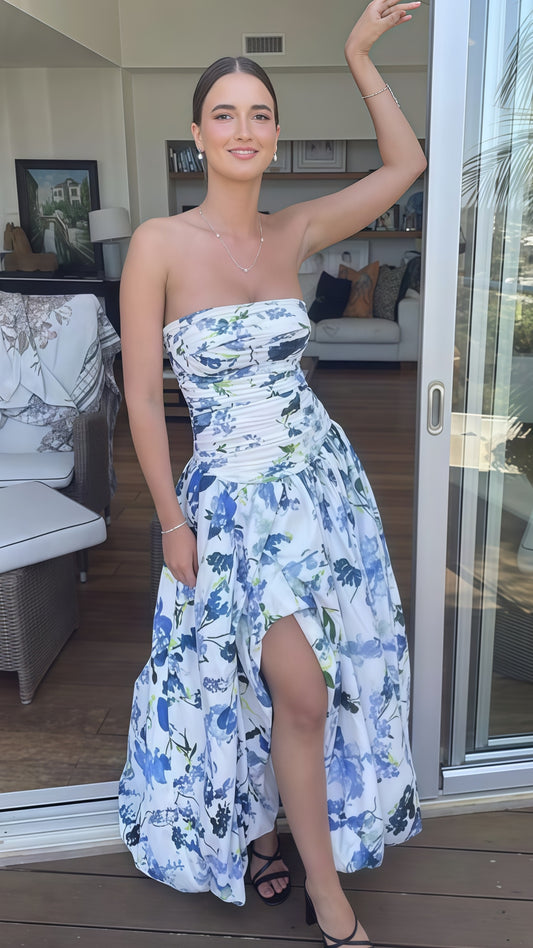 Strapless Floral Prom Dress, Sleeveless Party Gown, LTP3484