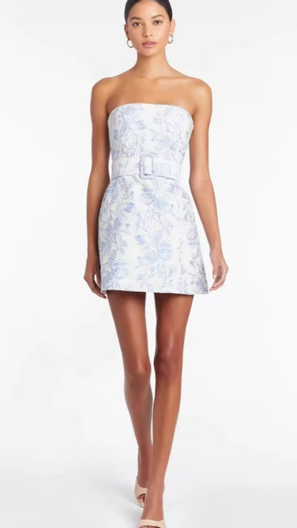 Strapless Floral Short Homecoming Dresses With Zipper Back, LTP3938