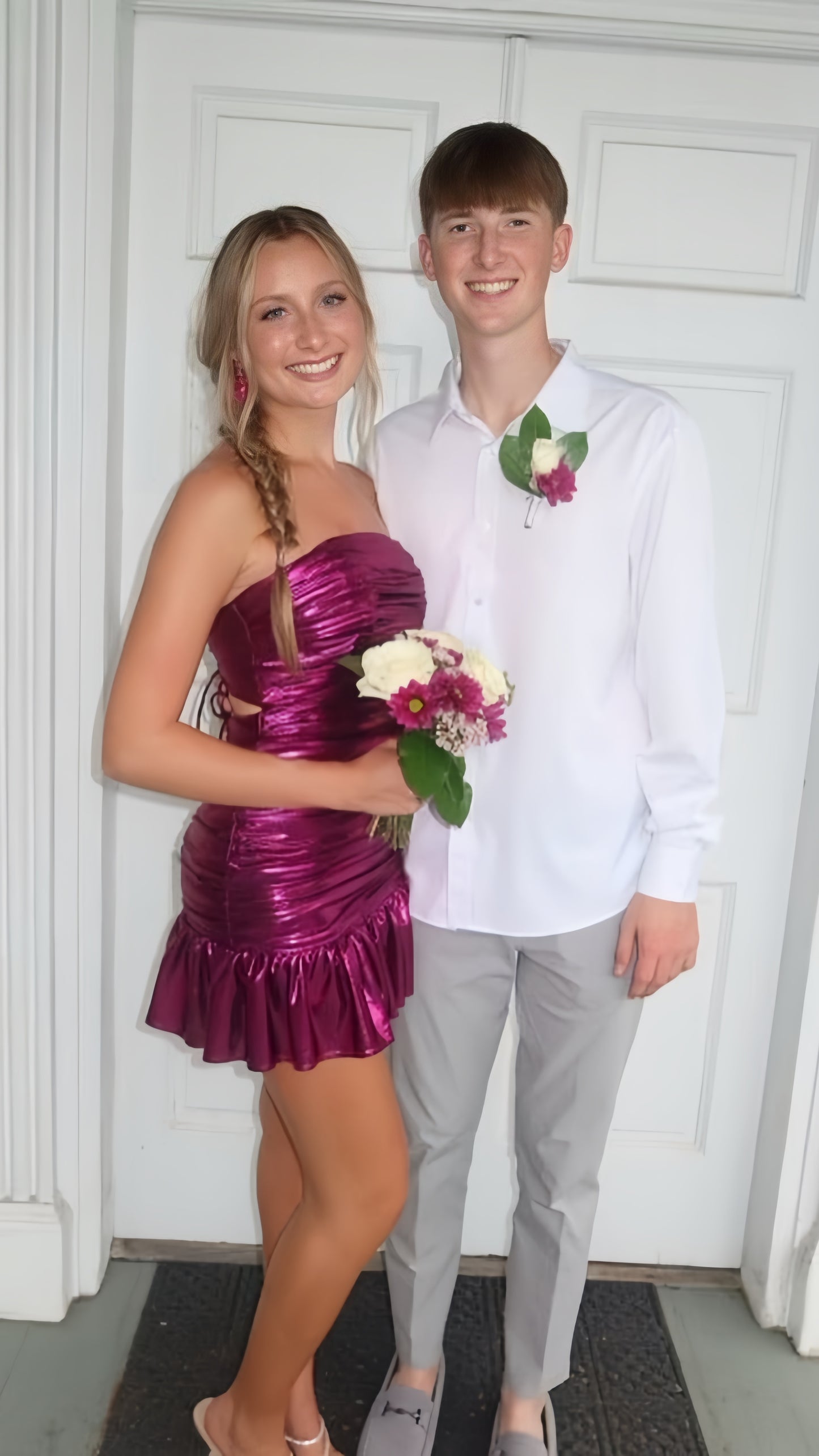 Strapless Fuchsia Pleated Homecoming Dresses Mini Prom Dresses, LTP3944