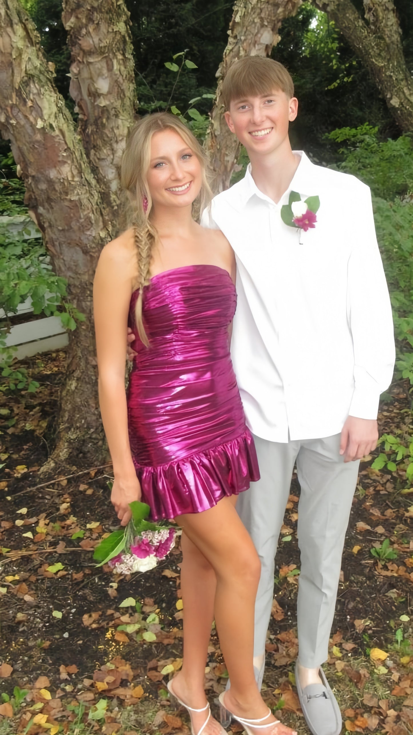 Strapless Fuchsia Pleated Homecoming Dresses Mini Prom Dresses, LTP3944