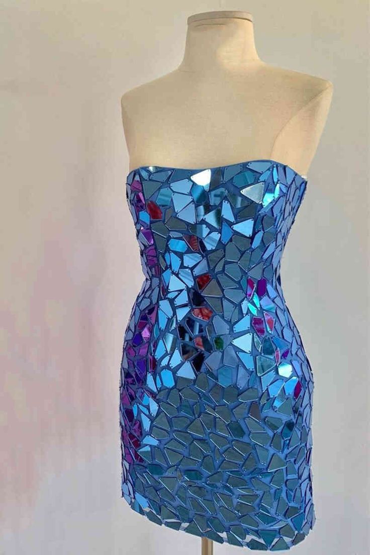 Strapless Glass Mirror Bodycon Homecoming Dresses, LTP2957