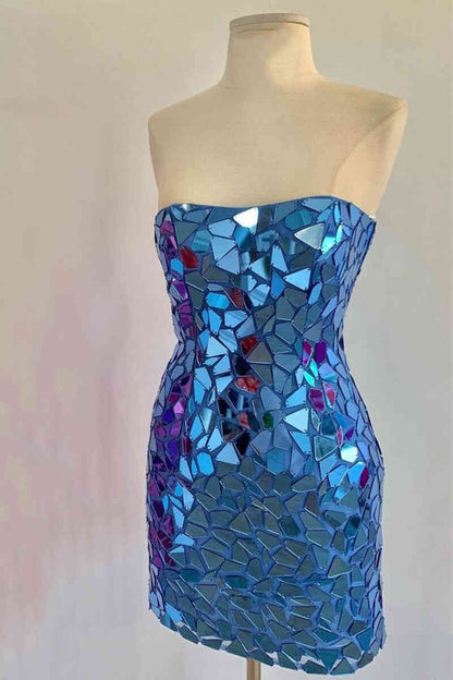 Strapless Glass Mirror Bodycon Homecoming Dresses, LTP2957